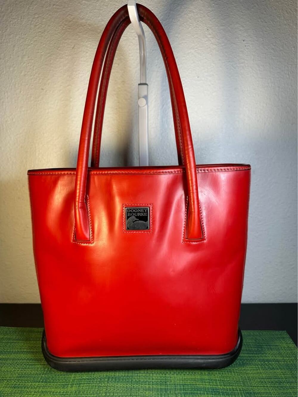 Vintage Dooney & Bourke "ParaSole" Red Smooth Leather Tote Bag - RARE